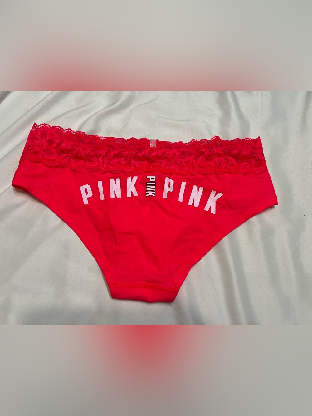 PINK Victoria's Secret Lace-Waist Kids Briefs - hot pink/coral